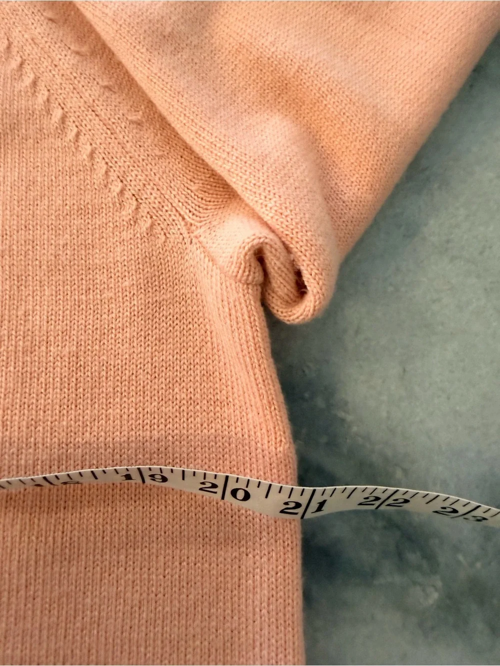 J.Crew Size M Peach Knit Sweater w Floral Lace Hem Merino Wool Blend 3/4 Sleeve